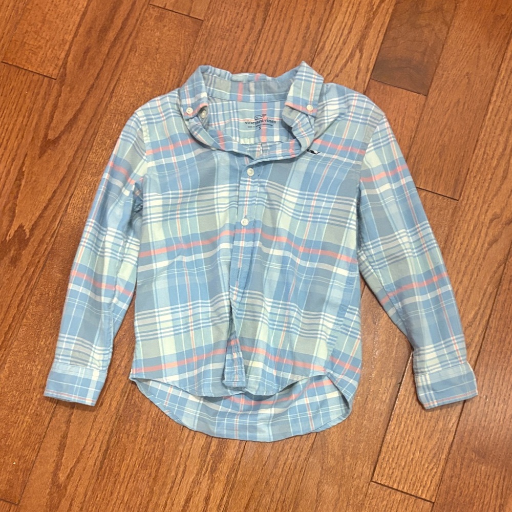 Plaid Kids Shirt in Blue and Pink vineyard vines - Sz 5
